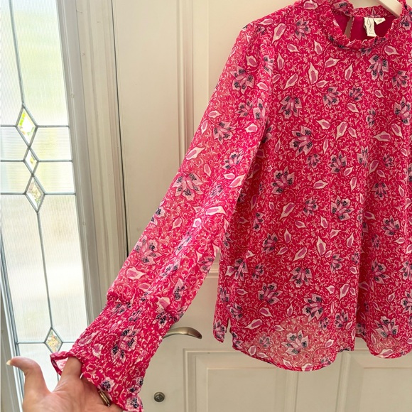 Joie Long Sleeve Ruffle Neck Blouse Large - Picture 4 of 9